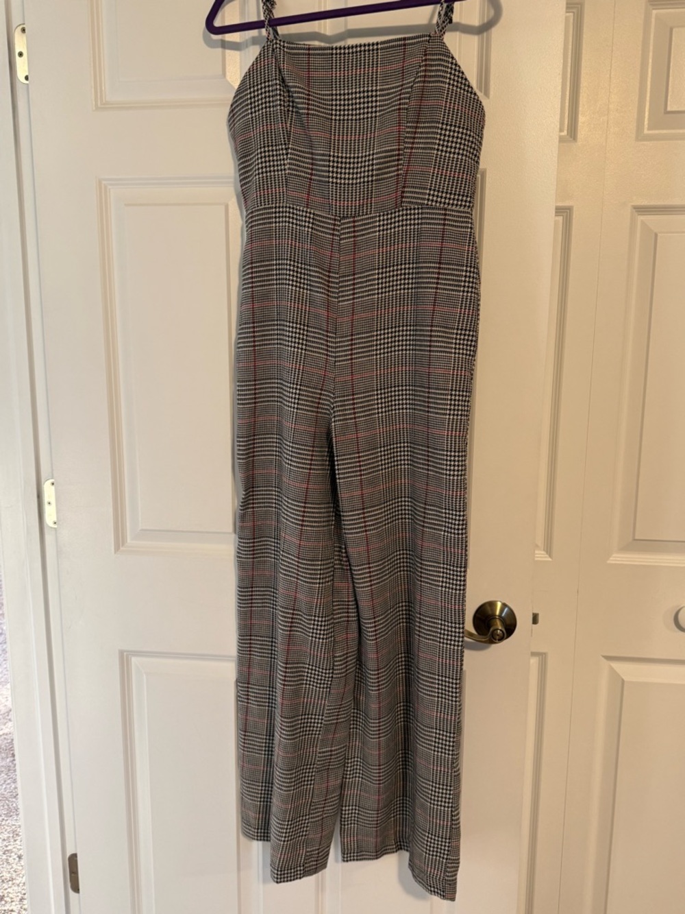 Forever 21 Plaid Wide-Leg Jumpsuit in Black, Gray & Red